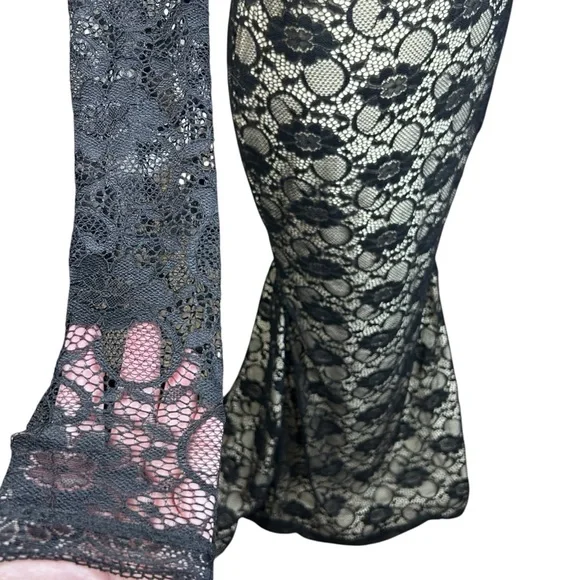 Windsor Whimsigoth Lace Maxi Dress Med Black Dark Romantic Gothic Mesh - Picture 9 of 17